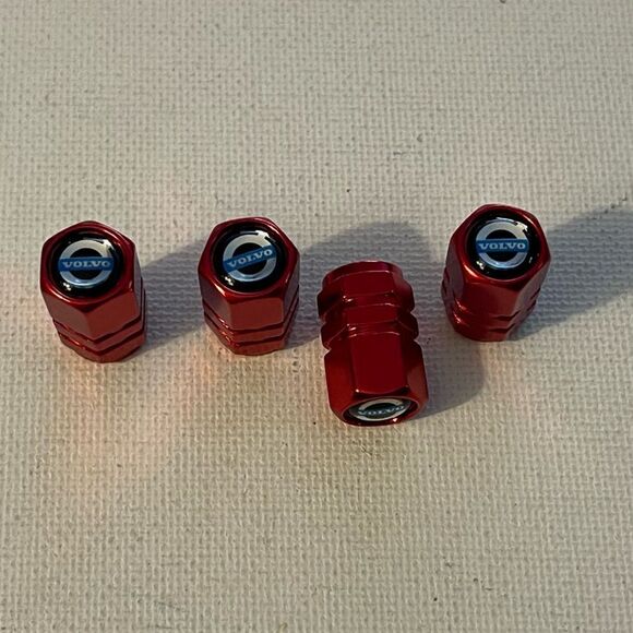 Volvo valve Stem caps in Red set of 4 NWT - Picture 2 of 5